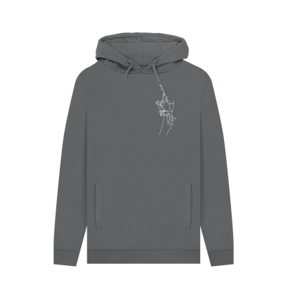 Slate Grey Men's Climber Organic Cotton Pullover Hoodie (White)