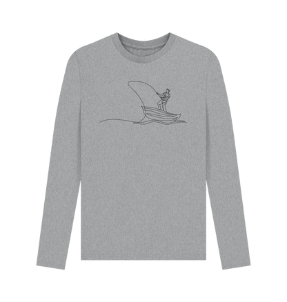 Athletic Grey Men's Fisherman Organic Cotton Long Sleeve Tee - Black Design