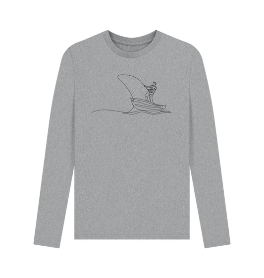 Athletic Grey Men's Fisherman Organic Cotton Long Sleeve Tee - Black Design