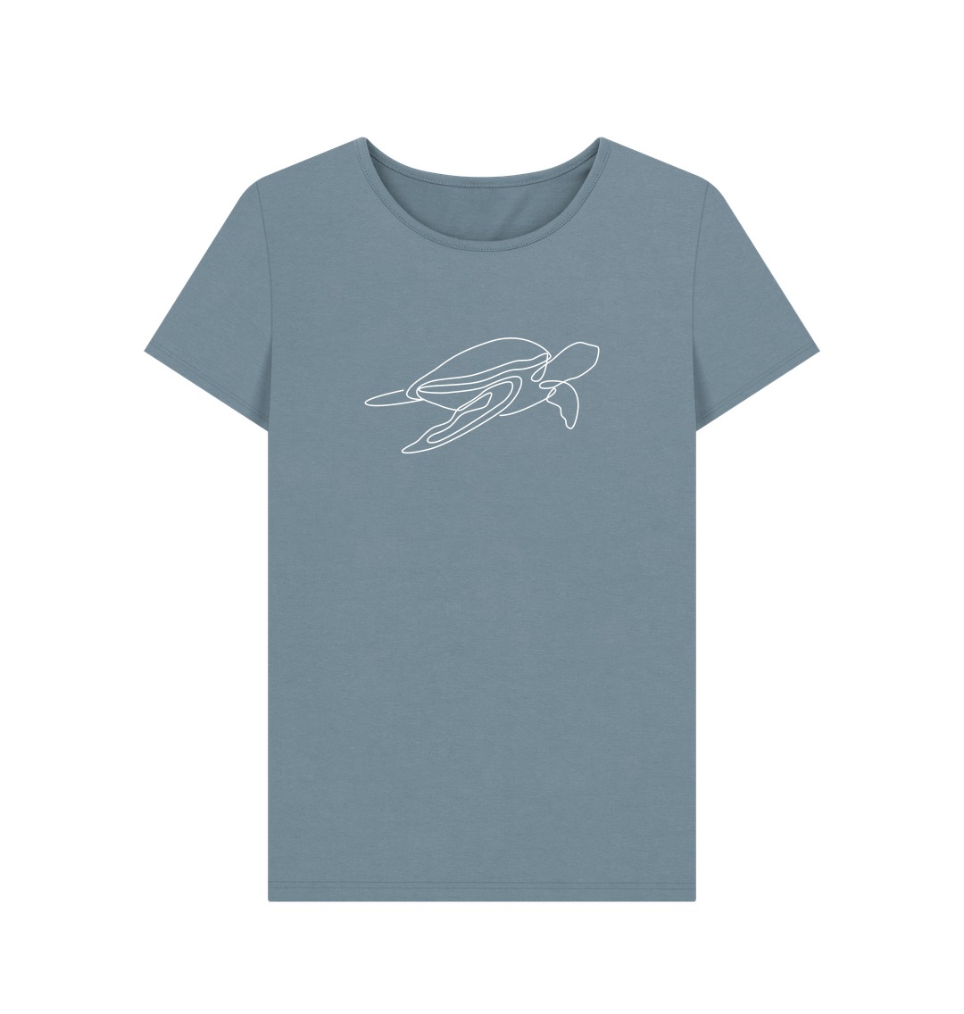 Stone Blue Women's Sea Organic Cotton Crewneck Tee (White)