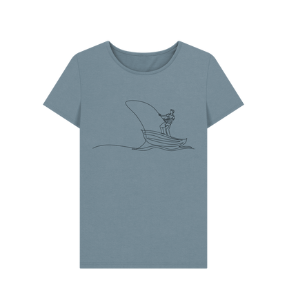 Stone Blue Women's Fisherman Organic Cotton Crewneck Tee (Black)