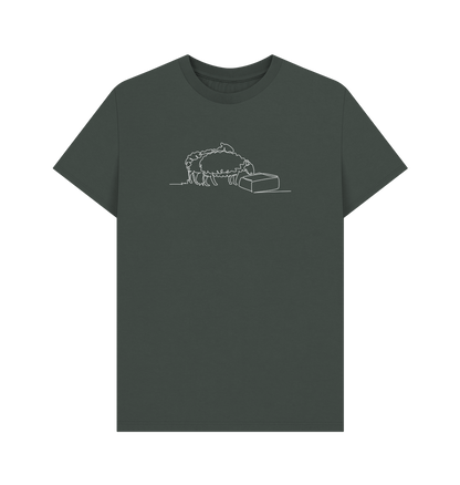 Dark Grey Men's Sheep Organic Cotton Basic Tee (White)