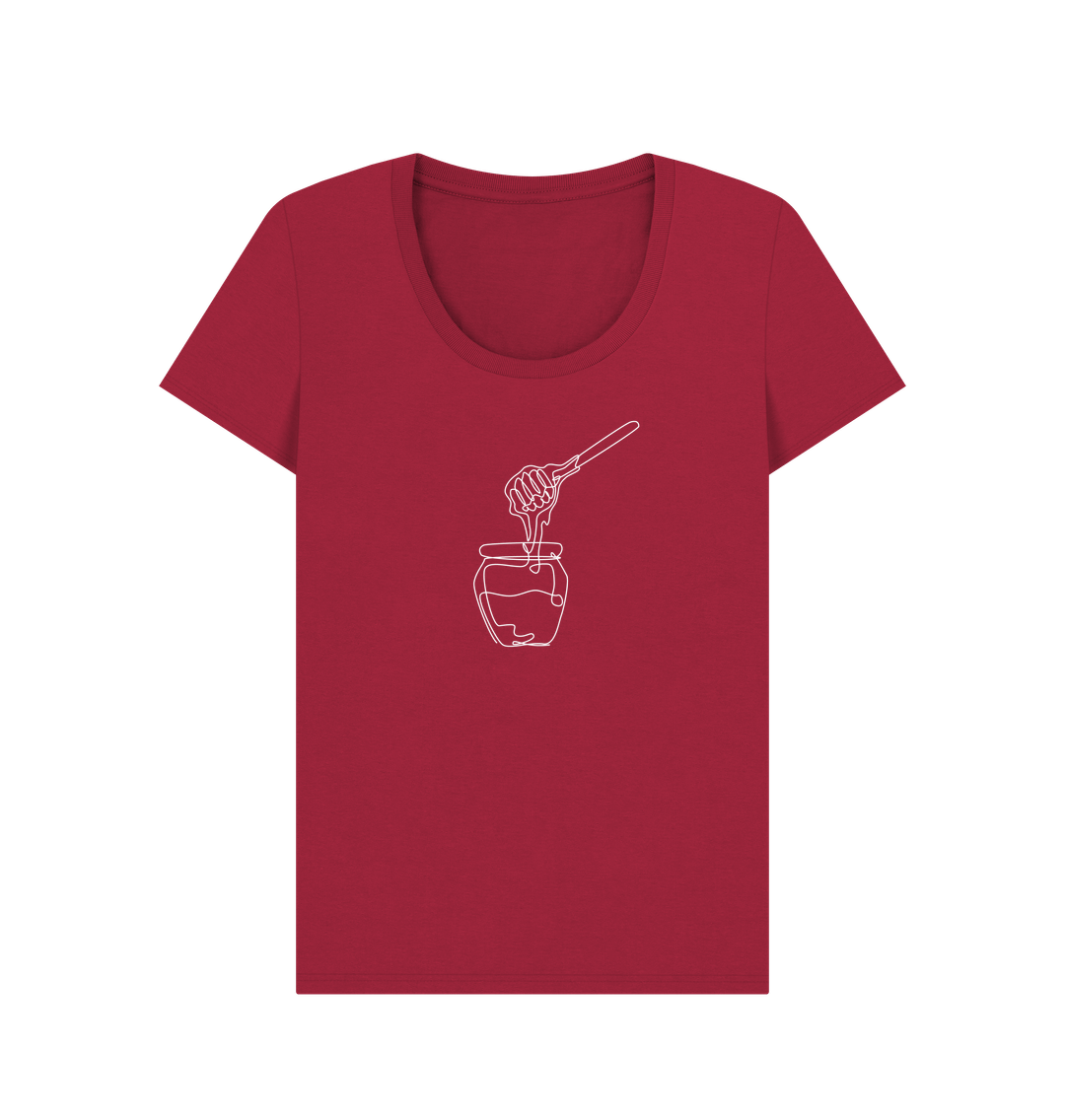 Cherry Women's Honey Scoop Neck T-Shirt - White