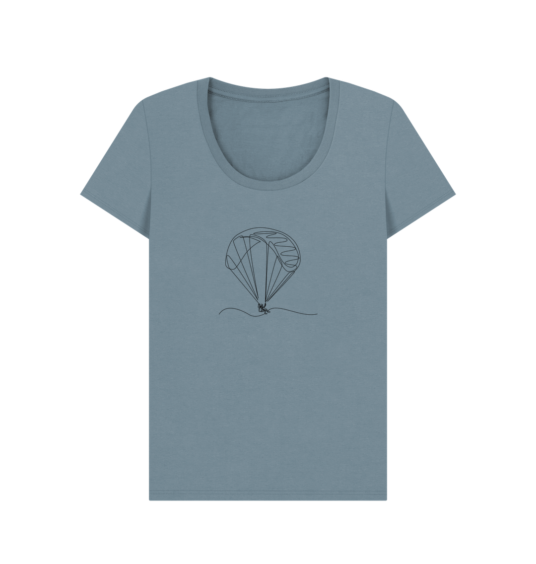 Stone Blue Women's Parachute Organic Cotton Scoop Neck Tee (Black)