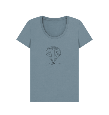 Stone Blue Women's Parachute Organic Cotton Scoop Neck Tee (Black)