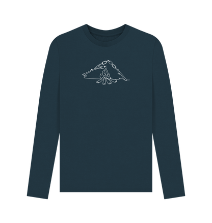 Denim Blue Men's S'mores Organic Cotton Long Sleeve Tee - White Design