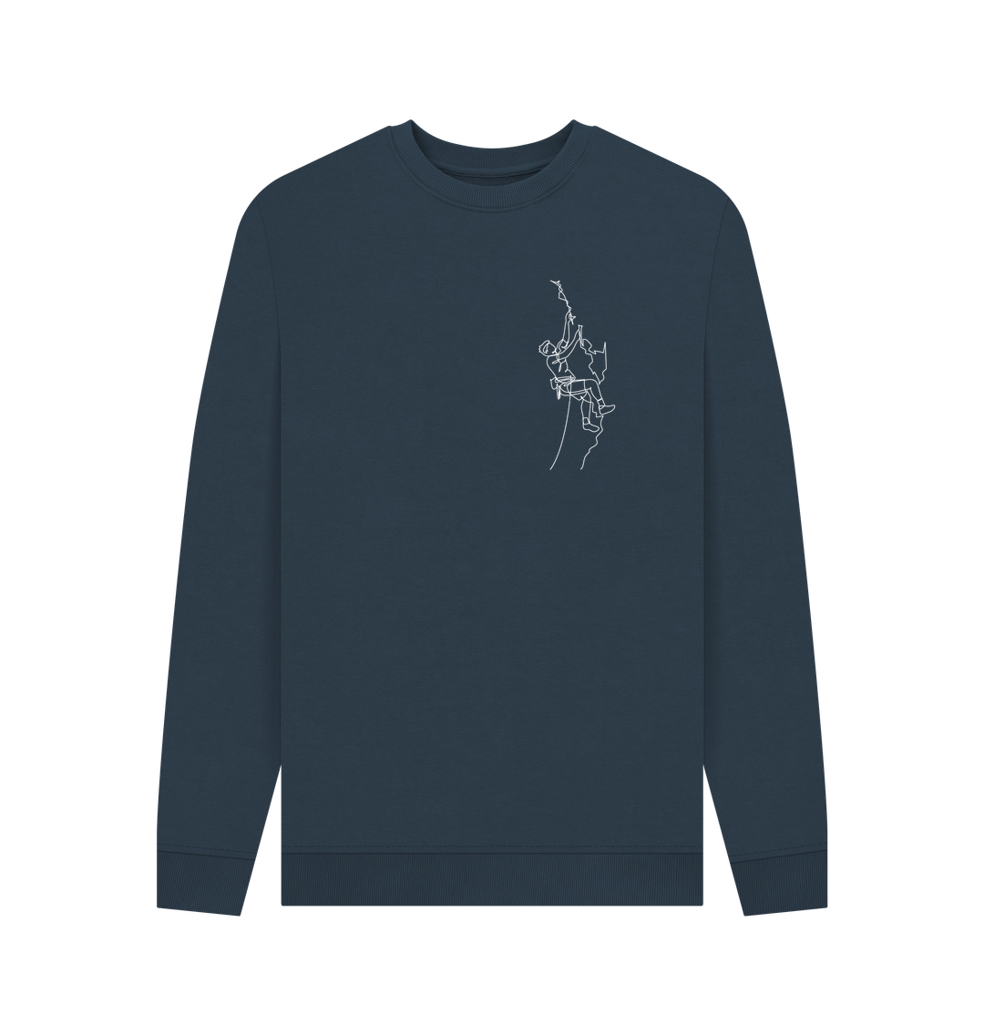 Navy Blue Men's Climber Organic Cotton Crewneck Sweater (White)