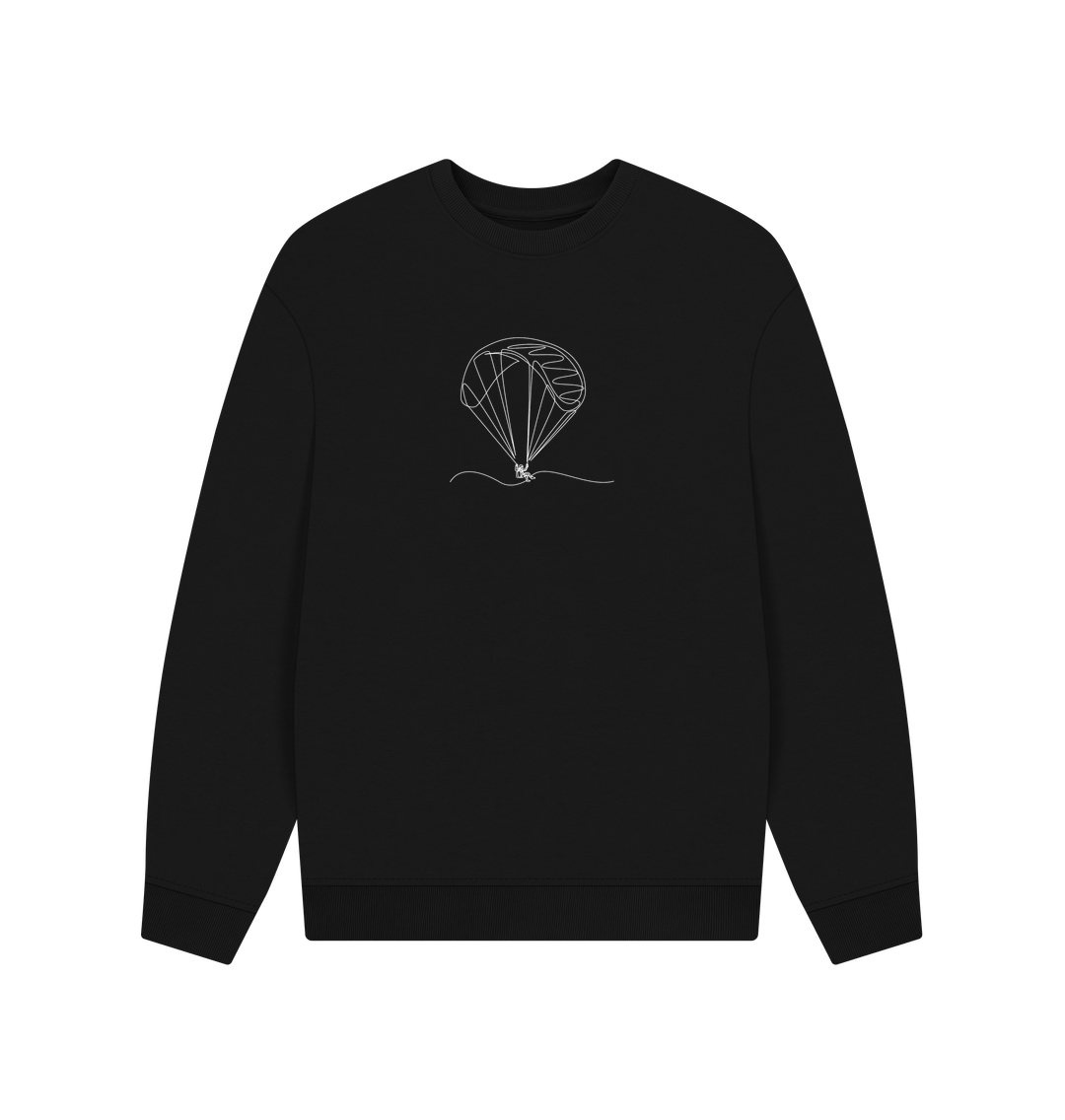 Black Men's Parachute Organic Cotton Oversized Crewneck - White Design