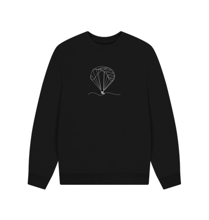 Black Men's Parachute Organic Cotton Oversized Crewneck - White Design