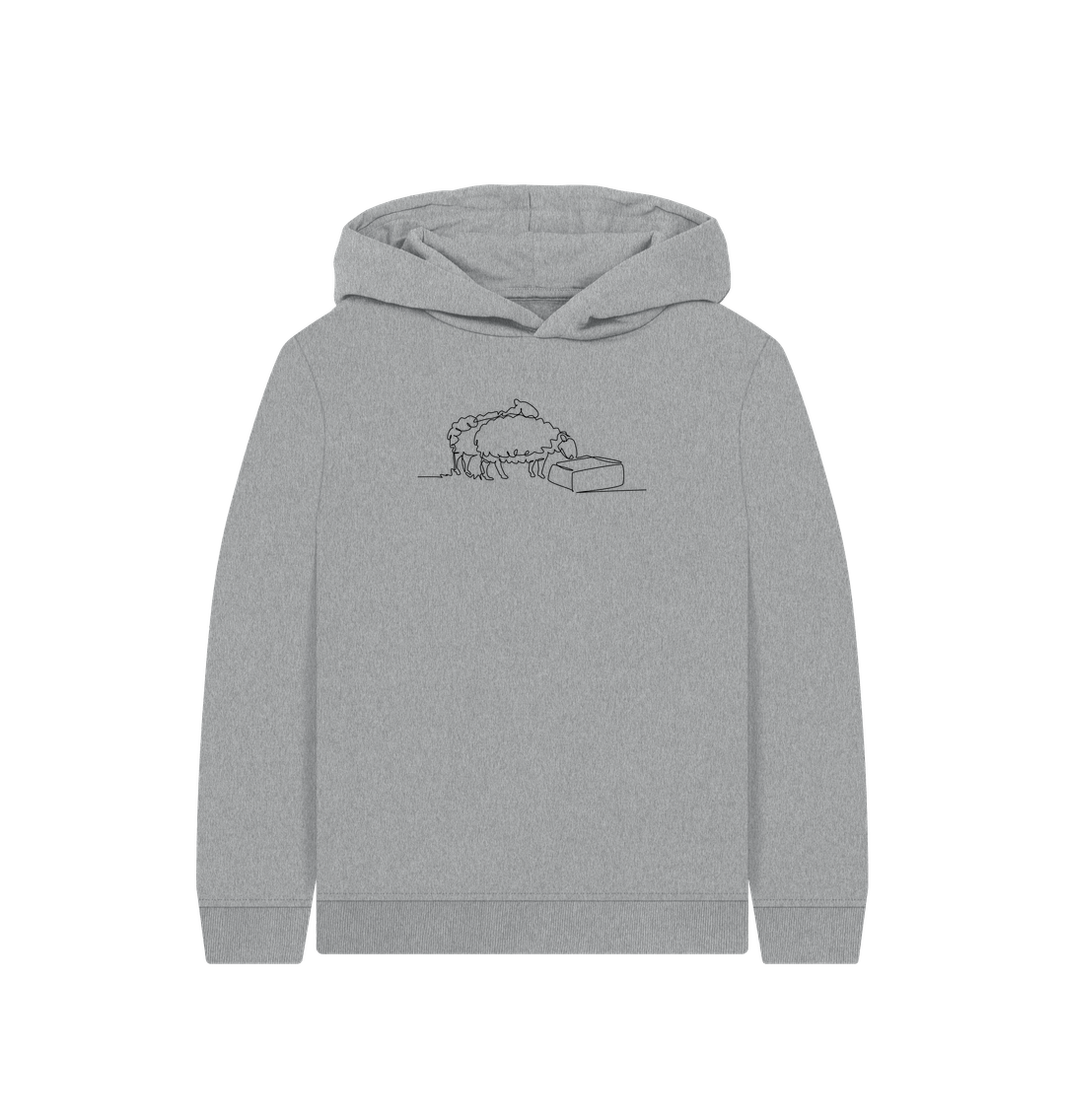 Athletic Grey Kid's Sheep Organic Cotton Pullover Hoodie (Black)