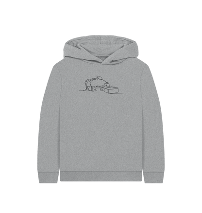 Athletic Grey Kid's Sheep Organic Cotton Pullover Hoodie (Black)