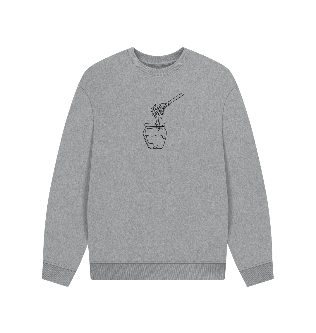 Athletic Grey Men's Honey Organic Cotton Oversized Crewneck - Black Design