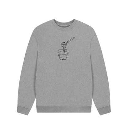 Athletic Grey Men's Honey Organic Cotton Oversized Crewneck - Black Design