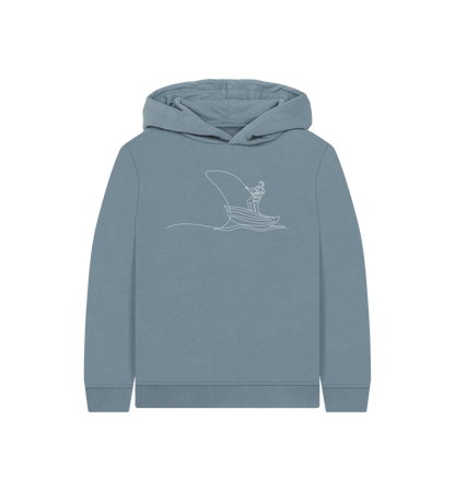 Stone Blue Kid's Fisherman Organic Cotton Pullover Hoodie (White)