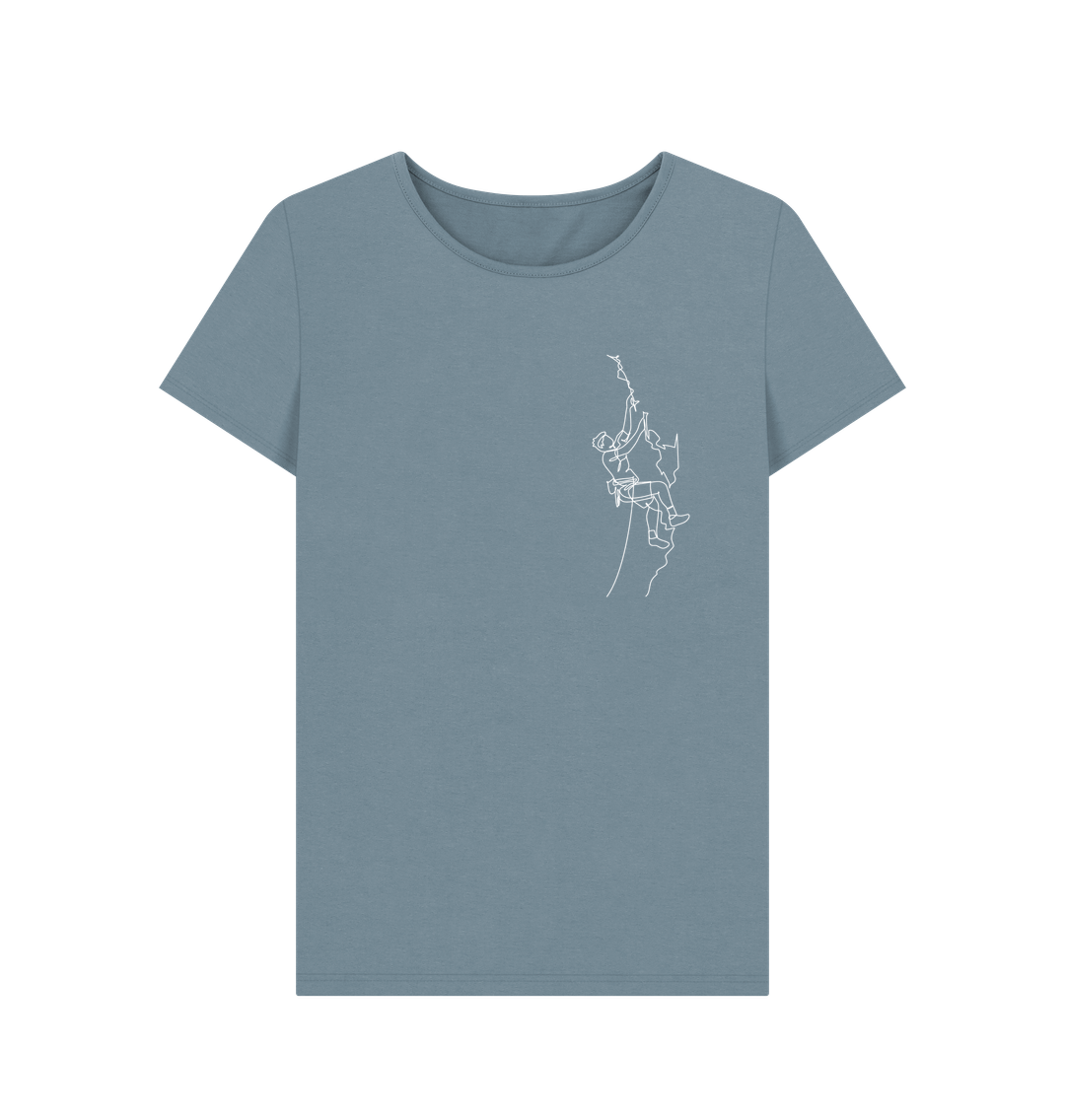 Stone Blue Women's Climber Organic Cotton Crewneck Tee (White)