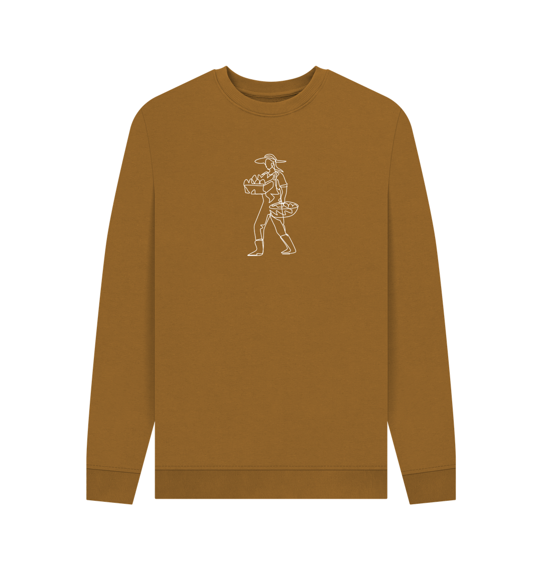 Brown Men's Harvest Organic Cotton Crewneck Sweater (White)