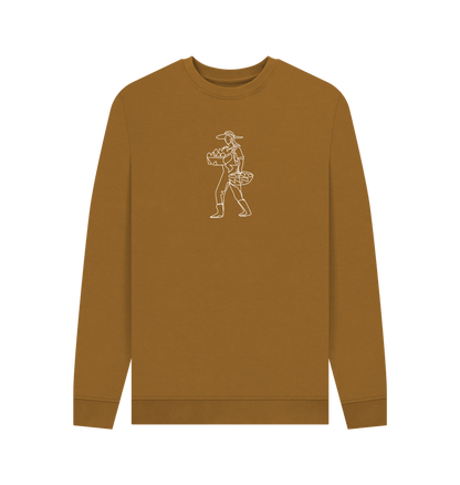 Brown Men's Harvest Organic Cotton Crewneck Sweater (White)