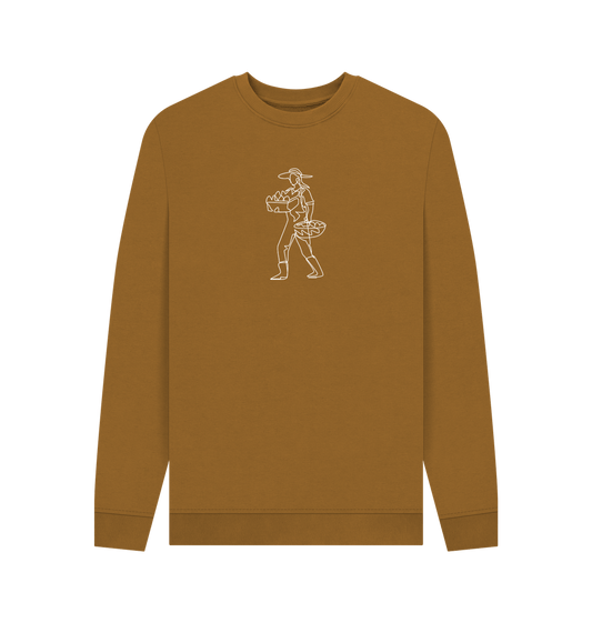 Brown Men's Harvest Organic Cotton Crewneck Sweater (White)