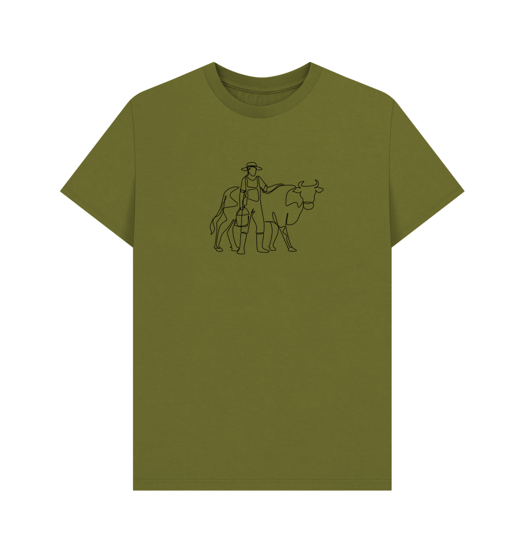 Moss Green Men's Cow Organic Cotton Basic Tee (Black)