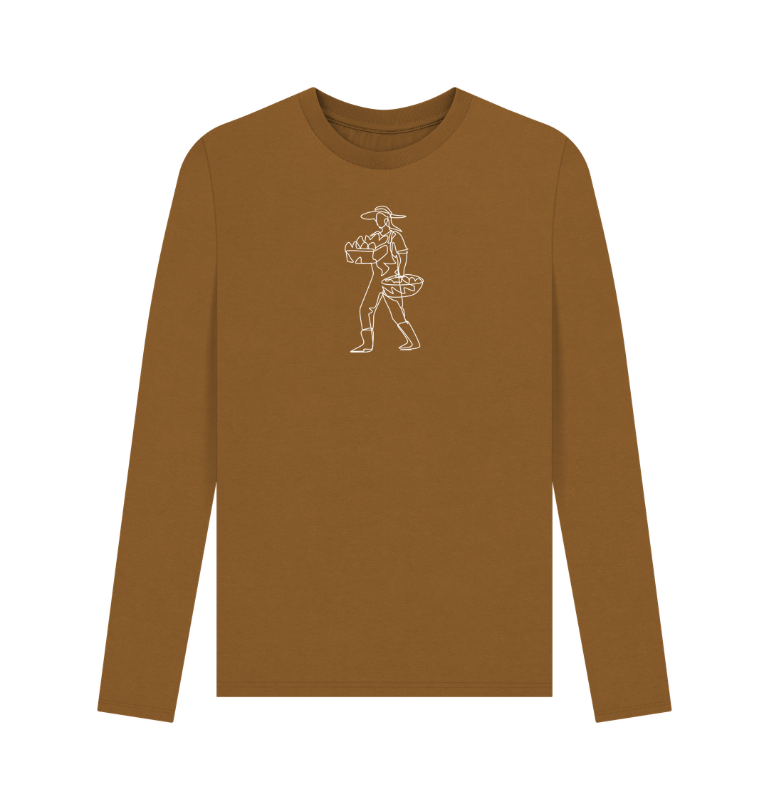 Brown Men's Harvest Organic Cotton Long Sleeve Tee (White)