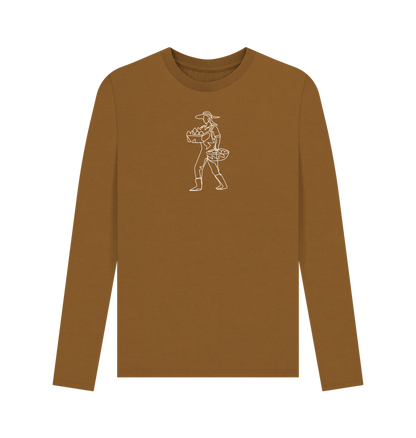 Brown Men's Harvest Organic Cotton Long Sleeve Tee (White)