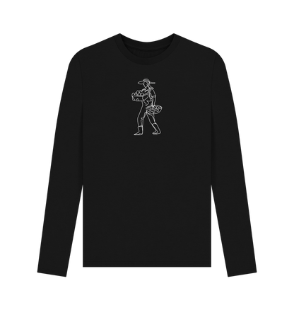 Black Men's Harvest Organic Cotton Long Sleeve Tee (White)