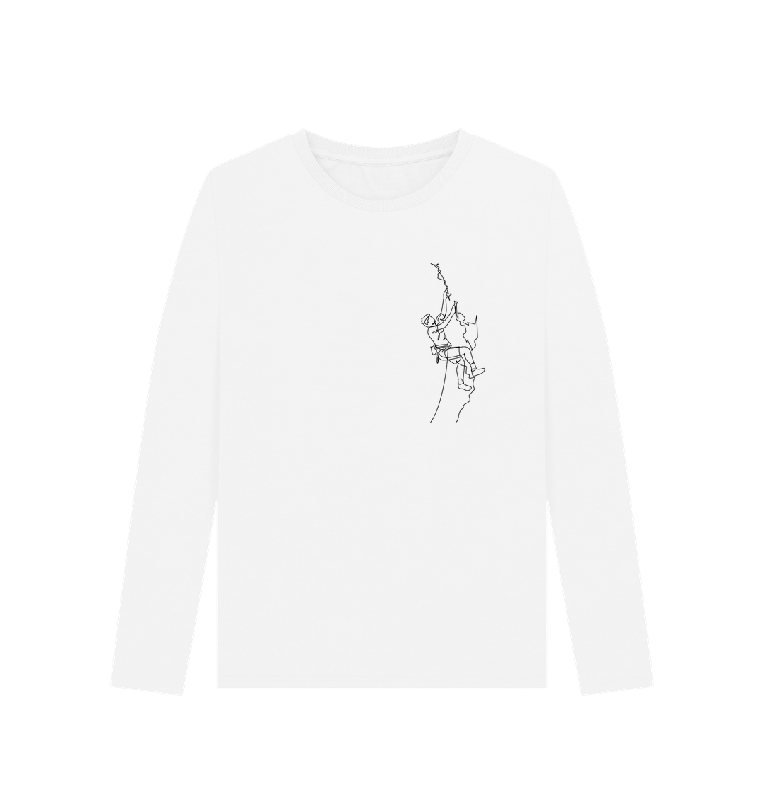 White Women's Climber Organic Cotton Long Sleeve Tee (Black)