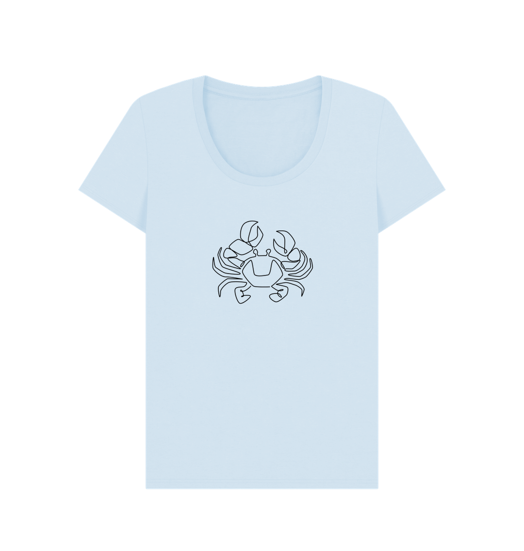 Sky Blue Women's Crab Organic Cotton Scoop Neck Tee (Black)