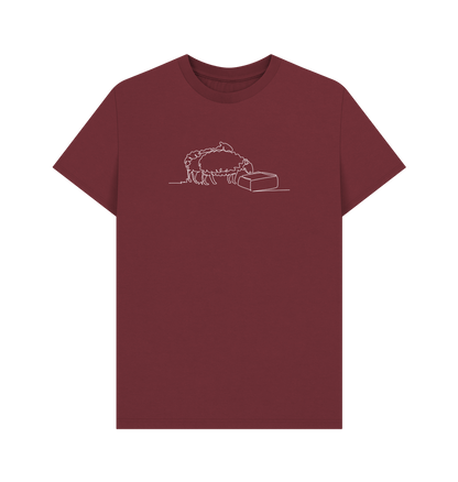 Red Wine Men's Sheep Organic Cotton Basic Tee (White)