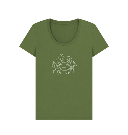 Khaki Women's Crab Scoop Neck T-Shirt - White