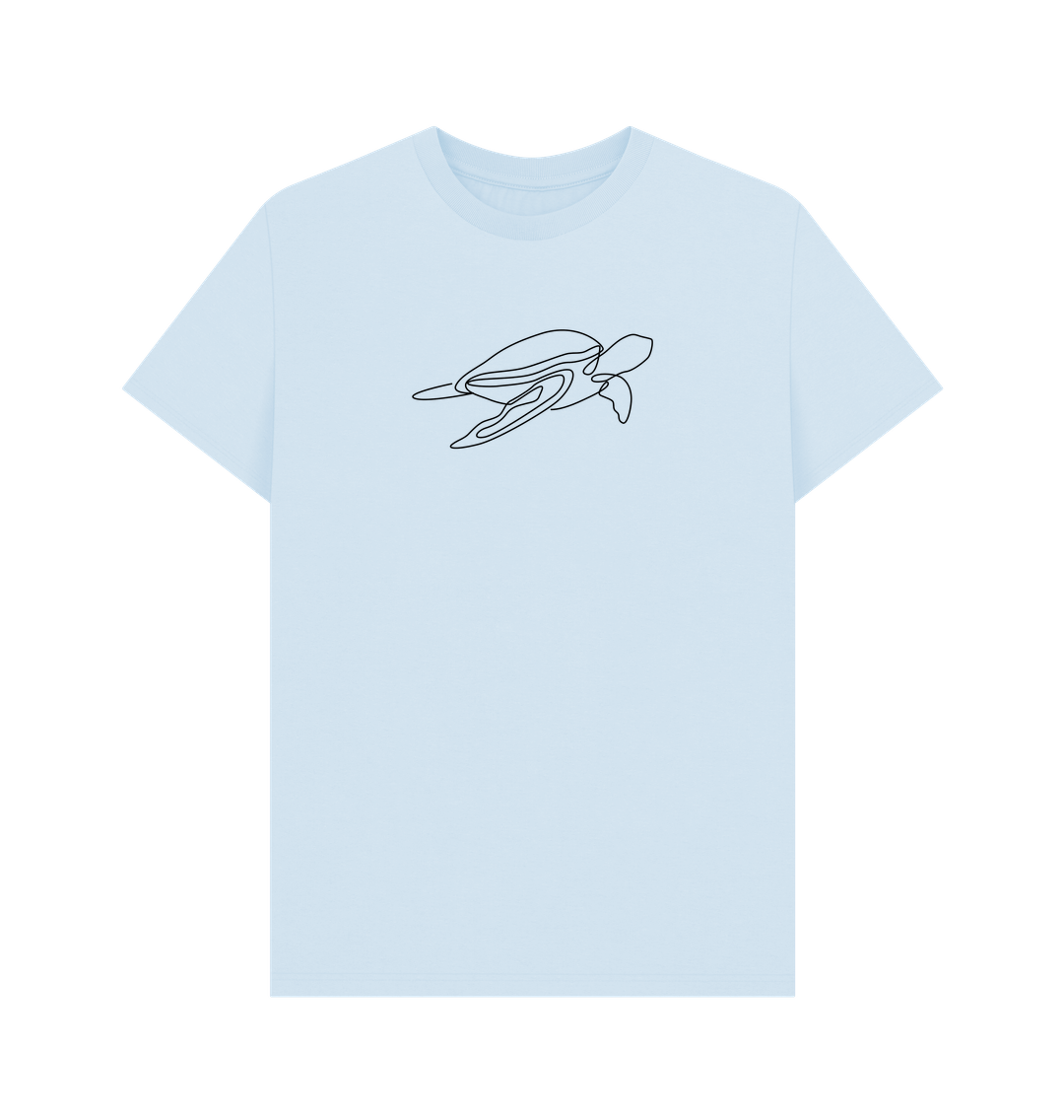 Sky Blue Men's Sea Turtle Organic Cotton Basic Tee (Black)