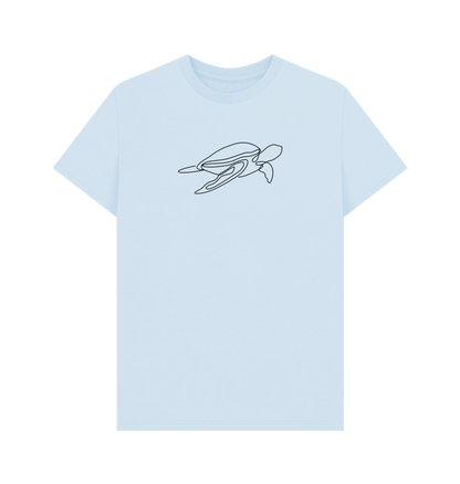 Sky Blue Men's Sea Turtle Organic Cotton Basic Tee (Black)