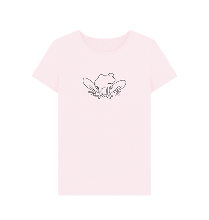 Pink Women's Frog Organic Cotton Crewneck Tee (Black)