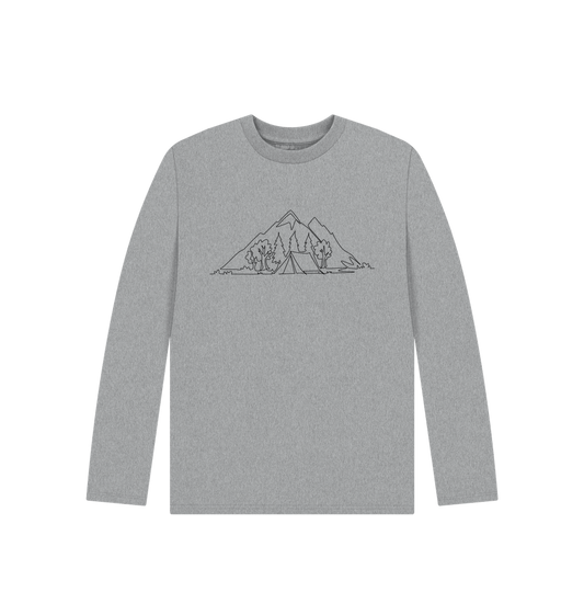 Athletic Grey Kid's Camping Organic Cotton Long Sleeve Tee (Black)