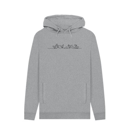 Light Heather Men's Chickens Organic Cotton Pullover Hoodie (Black)