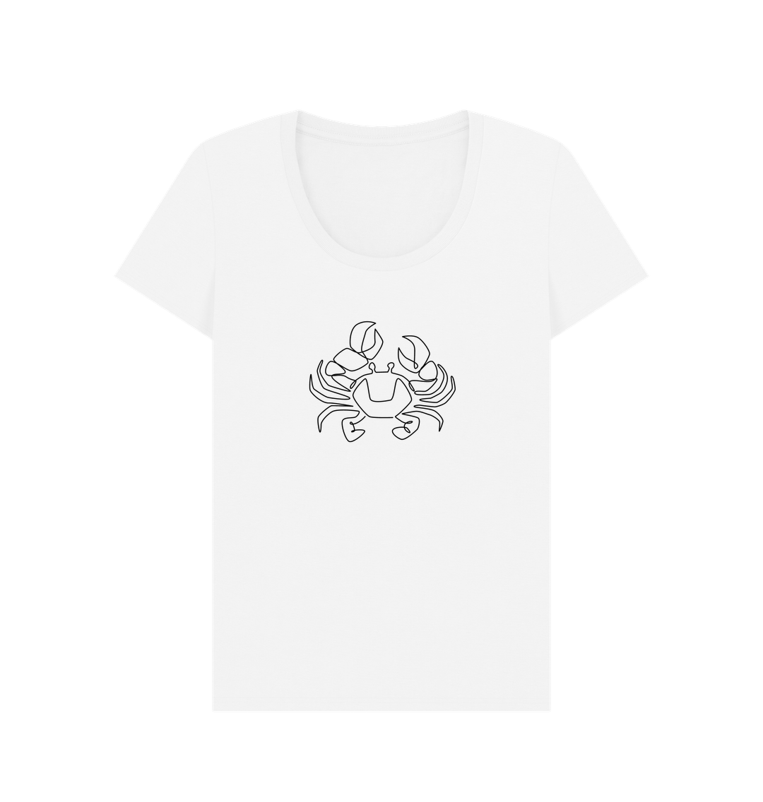 White Women's Crab Organic Cotton Scoop Neck Tee (Black)