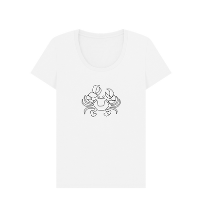 White Women's Crab Organic Cotton Scoop Neck Tee (Black)