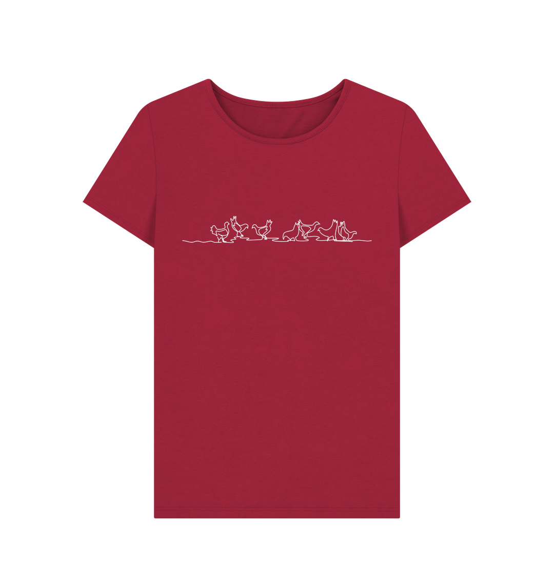 Cherry Women's Chickens Organic Cotton Crewneck T-Shirt (White)