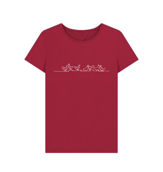 Cherry Women's Chickens Organic Cotton Crewneck T-Shirt (White)