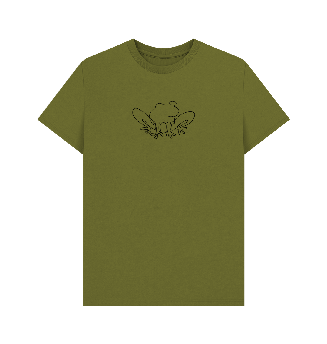 Moss Green Men's Frog Organic Cotton Basic Tee (Black)