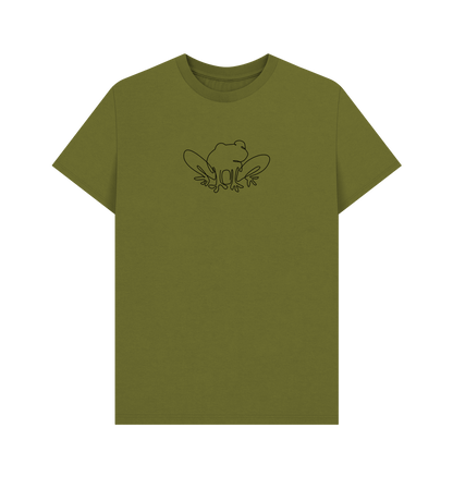 Moss Green Men's Frog Organic Cotton Basic Tee (Black)