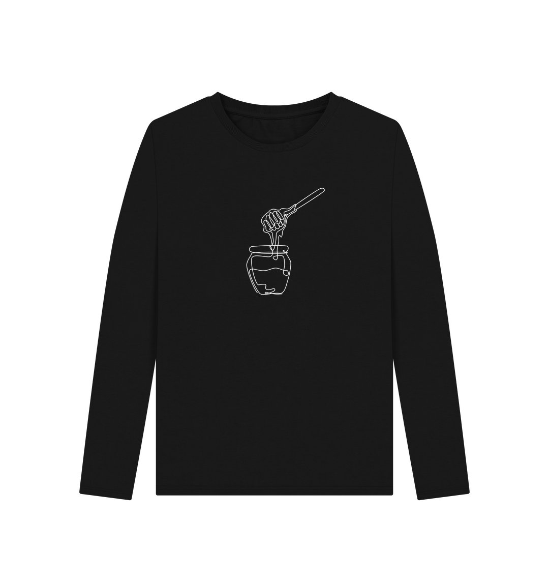 Black Women's Honey Organic Cotton Long Sleeve Tee (White)