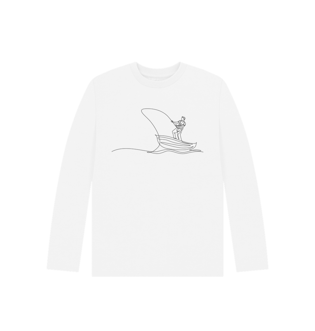 White Kid's Fisherman Organic Cotton Long Sleeve Tee (Black)