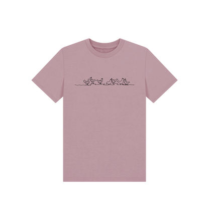 Mauve Kid's Chickens Organic Cotton Basic Tee (Black)