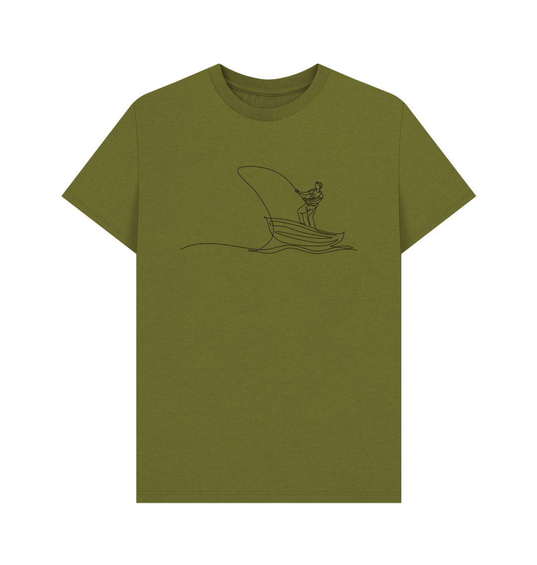 Moss Green Men's Fisherman Organic Cotton Basic Tee (Black)