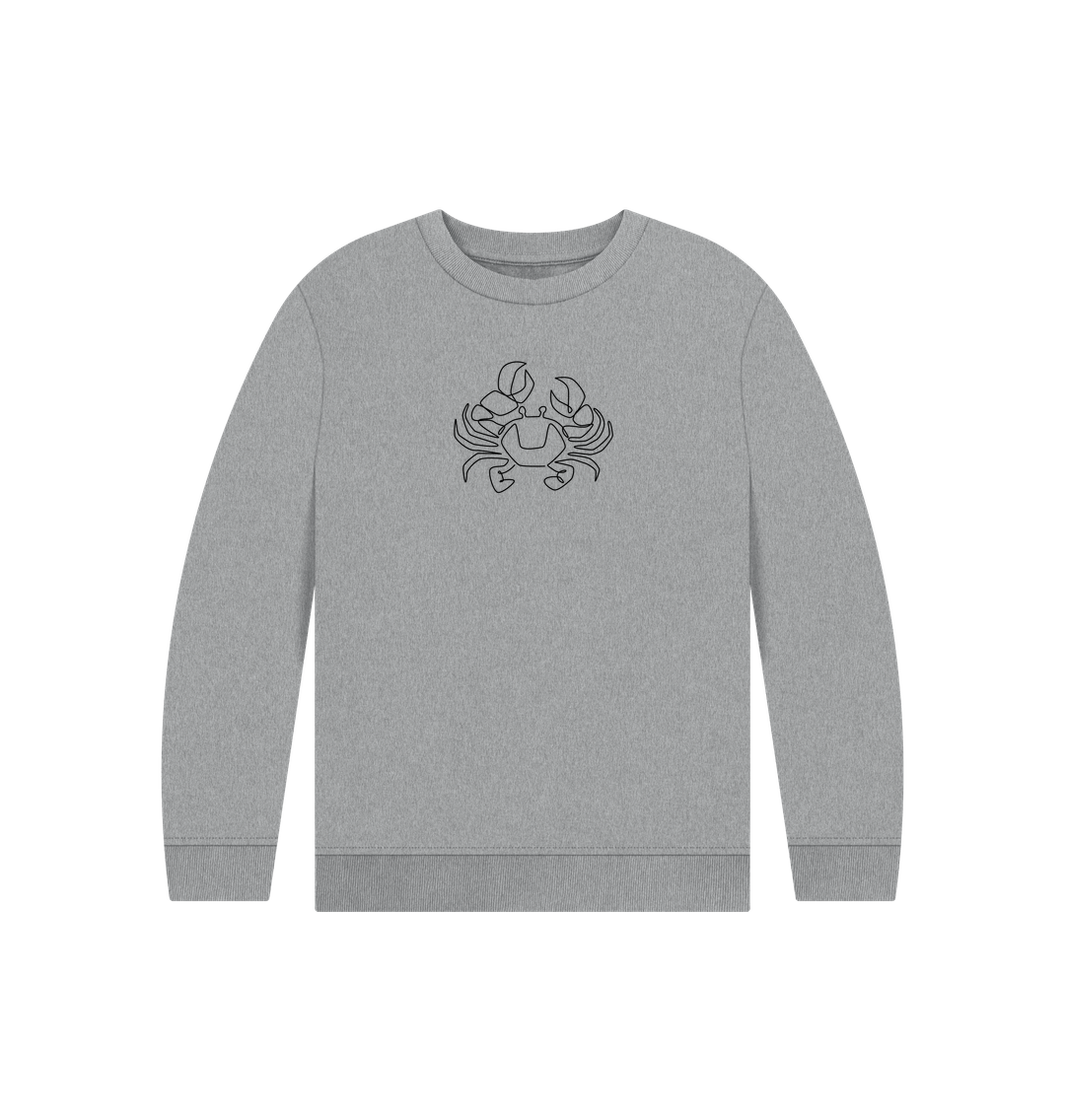 Athletic Grey Kid's Crab Organic Cotton Crewneck Sweater (Black)