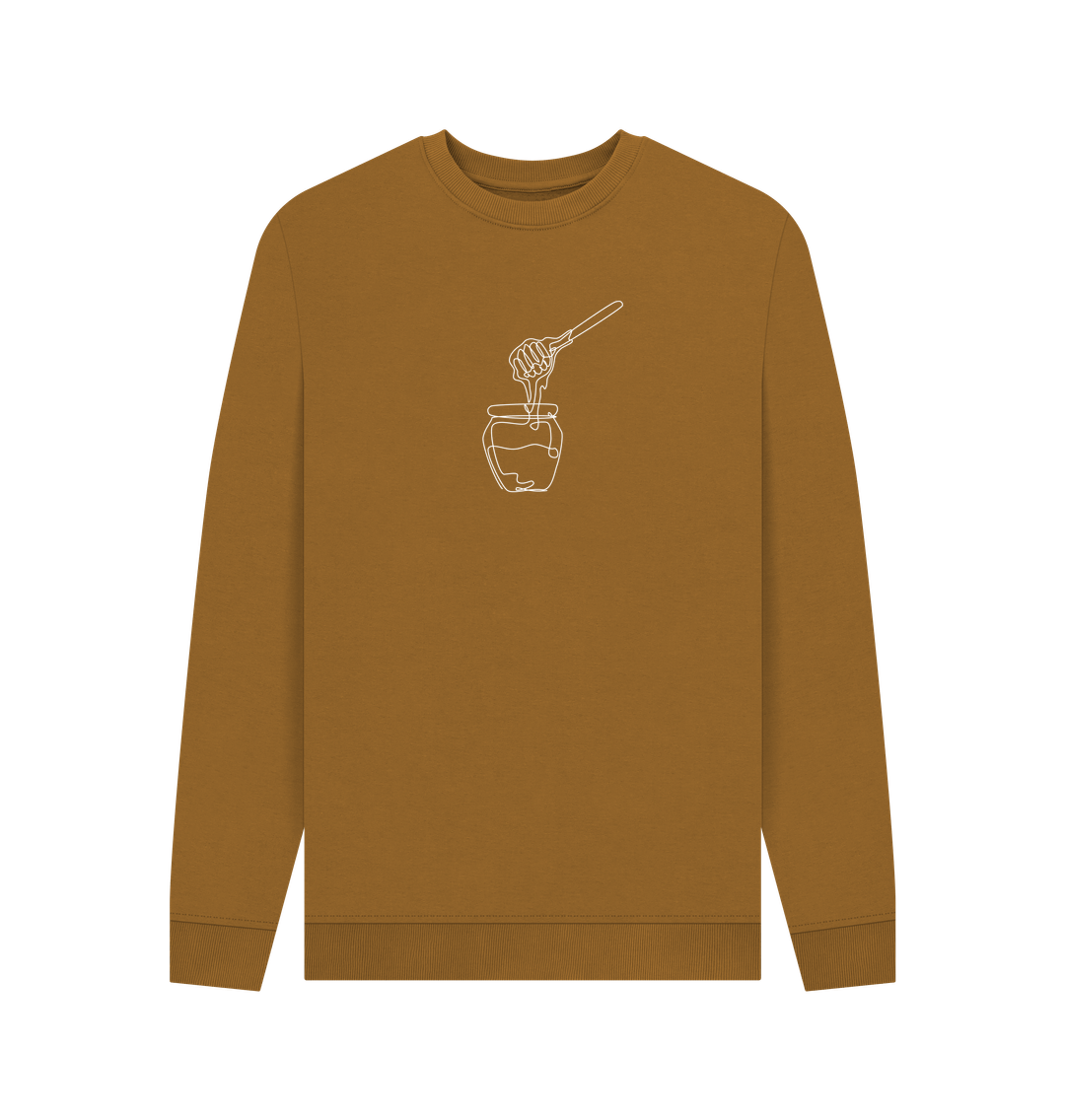 Brown Men's Honey Organic Cotton Crewneck Sweater (White)