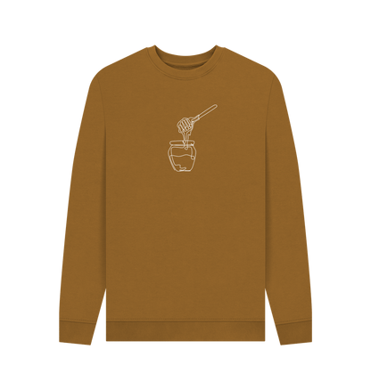 Brown Men's Honey Organic Cotton Crewneck Sweater (White)