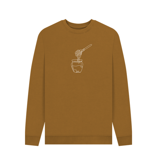 Brown Men's Honey Organic Cotton Crewneck Sweater (White)