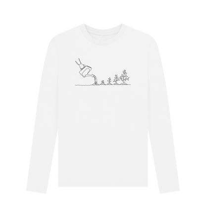 White Men's Gardening Organic Cotton Long Sleeve Tee (Black)